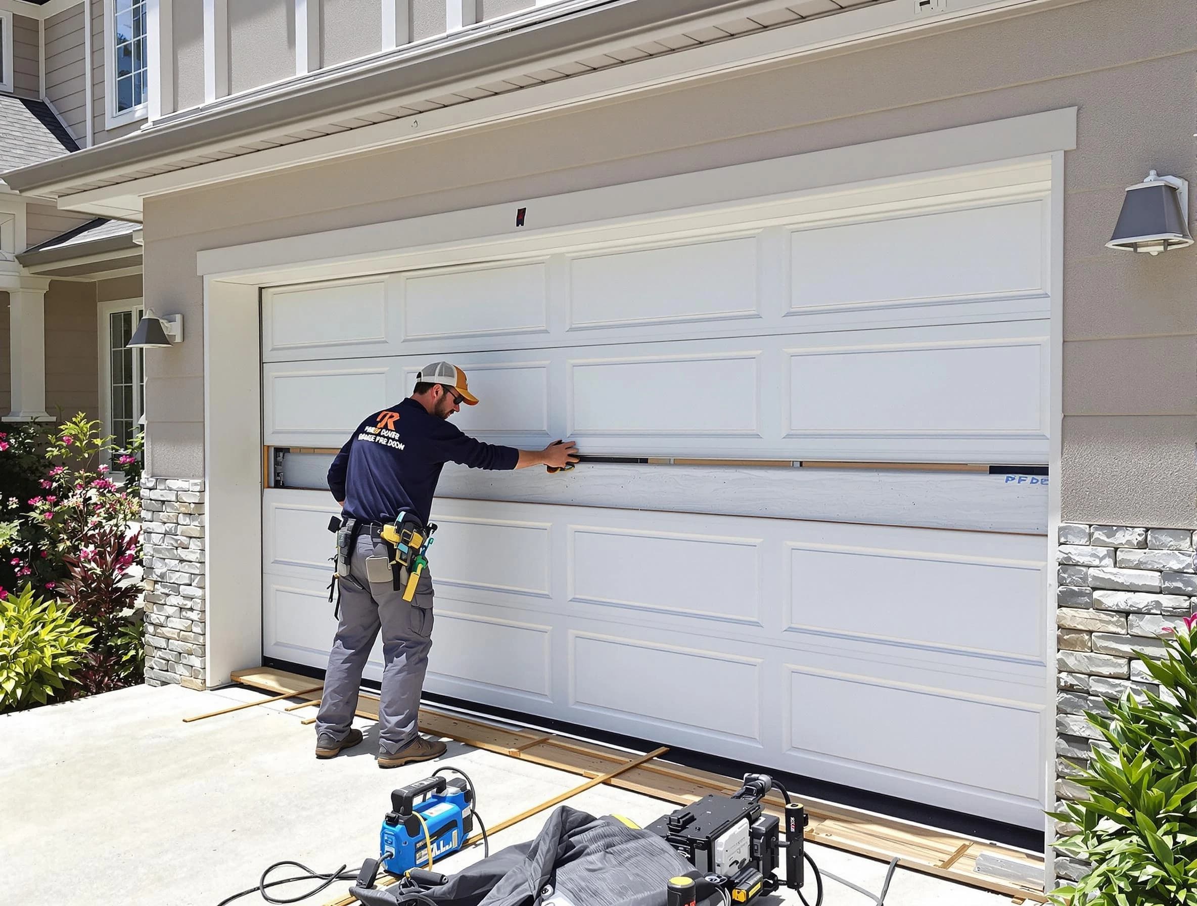 Doraville Garage Door Repair team performing complete garage door replacement at Doraville residence