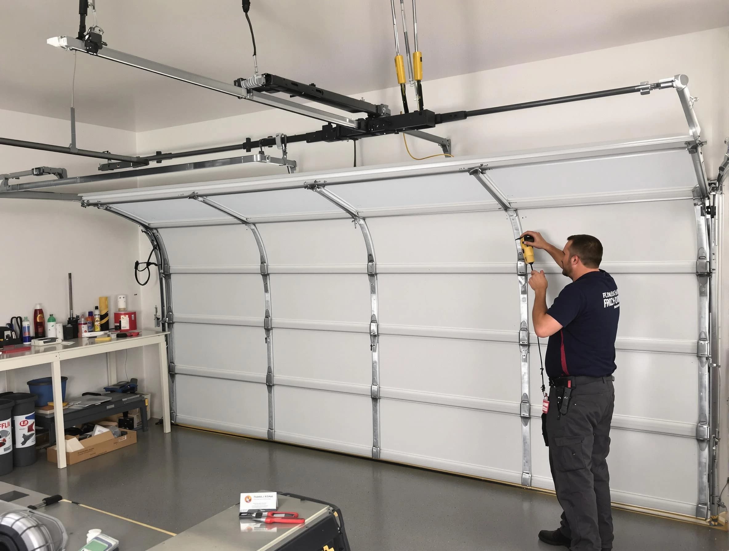 Doraville Garage Door Repair certified technician performing overhead door system repair in Doraville