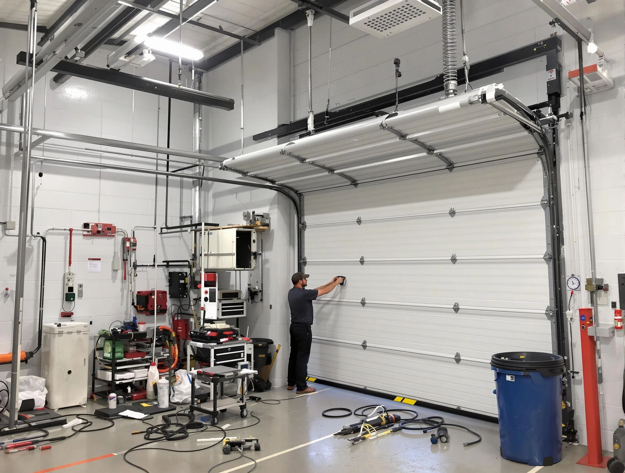 Doraville Garage Door Repair certified technician performing commercial door repair at a Doraville business facility