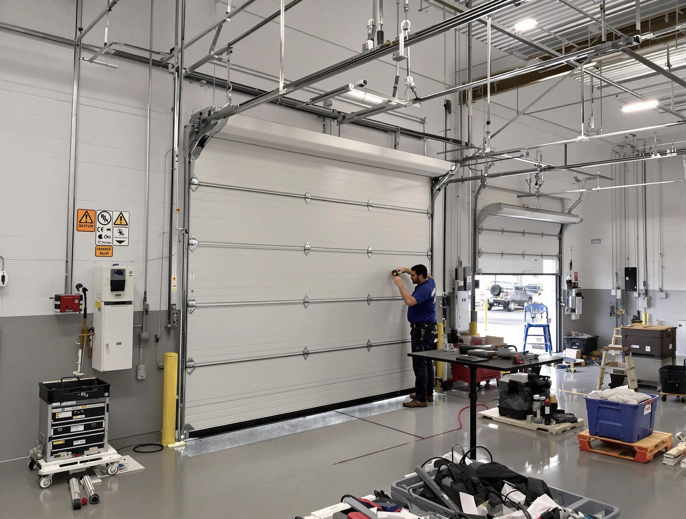 Commercial garage door repair being performed by Doraville Garage Door Repair expert in Doraville