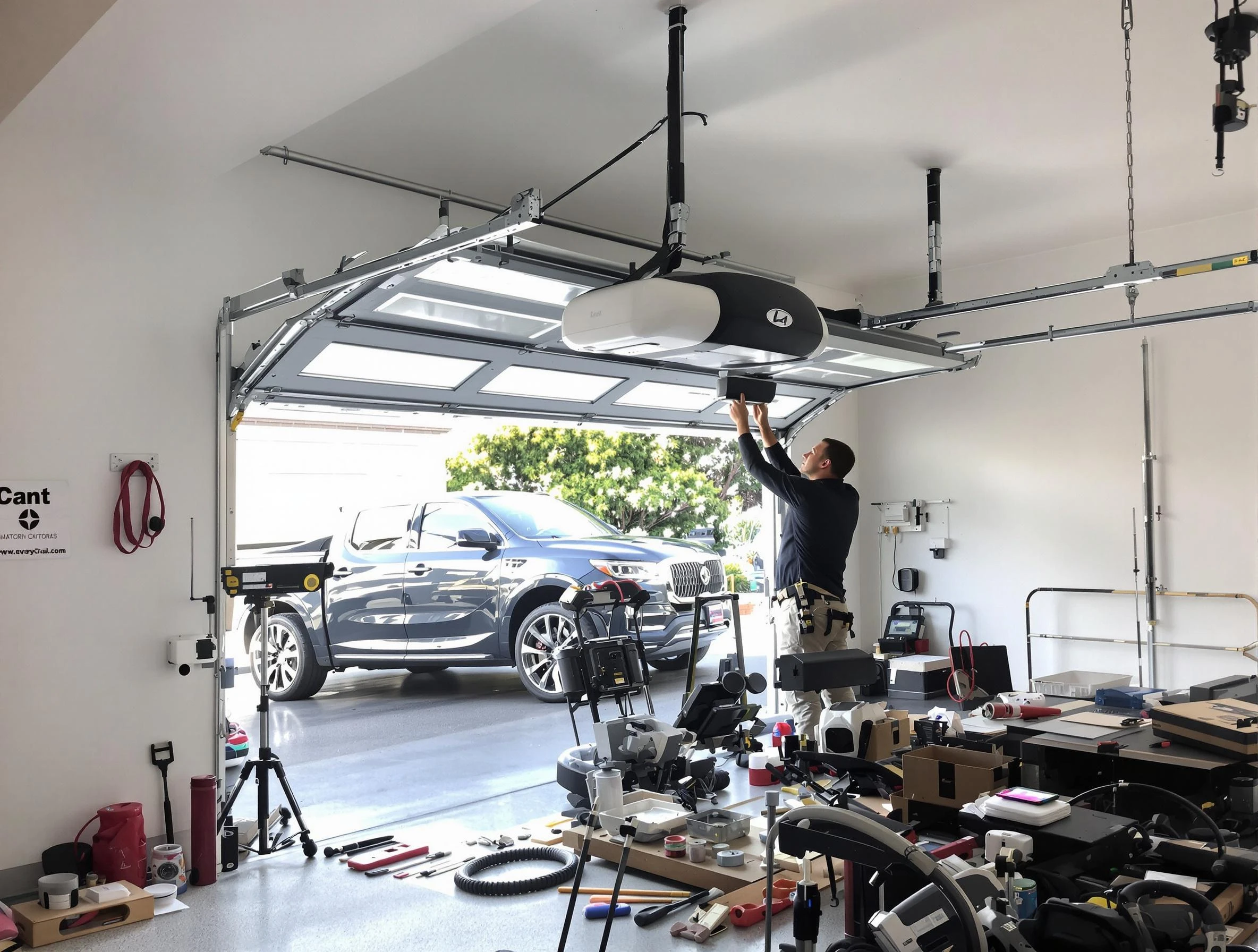 Doraville Garage Door Repair specialist installing smart garage door opener system in Doraville home